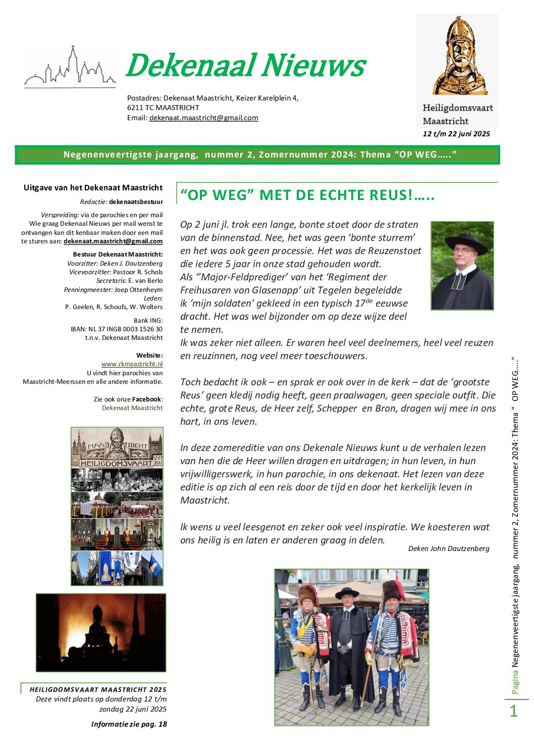 Dekenaal Nieuws, zomereditie 24 pagina’s. Thema “OP WEG”.