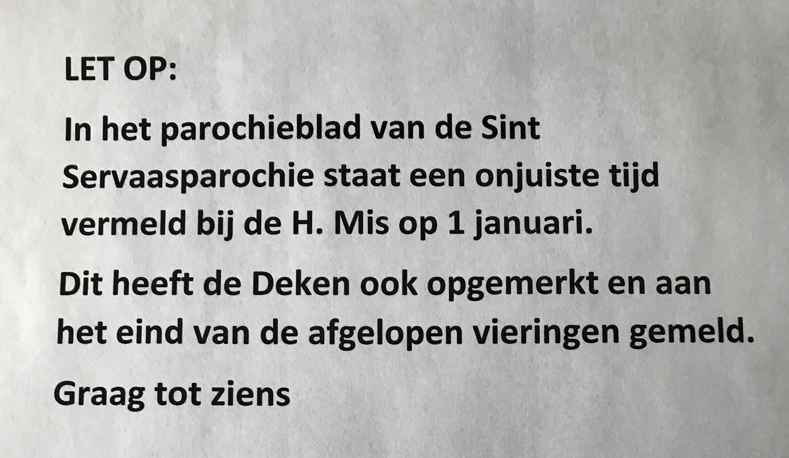 LET OP: Eucharistieviering 1 januari om 11.00 uur in de Sint Servaasbasiliek en na afloop van de viering Nieuwjaarstreffen in de Kanunnikenkelder.